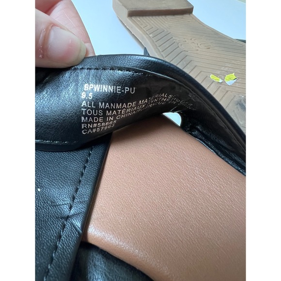 BP Winnie-PU Black Crisscross Slide Sandals Womens 9.5 Flat Slip On Shoes - Picture 3 of 3